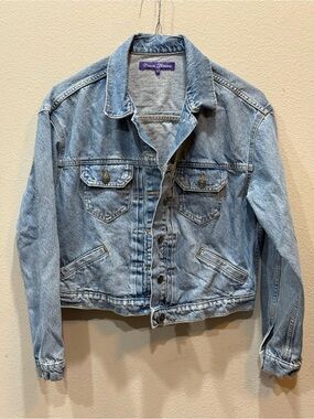 Casual Designs Women Blue Denim Jacket Pockets Size Small